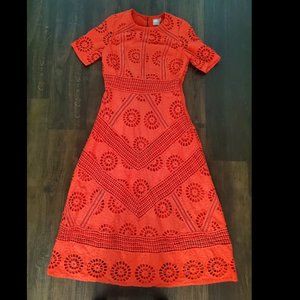 ASOS Orange Eyelet Lace Midi Dress